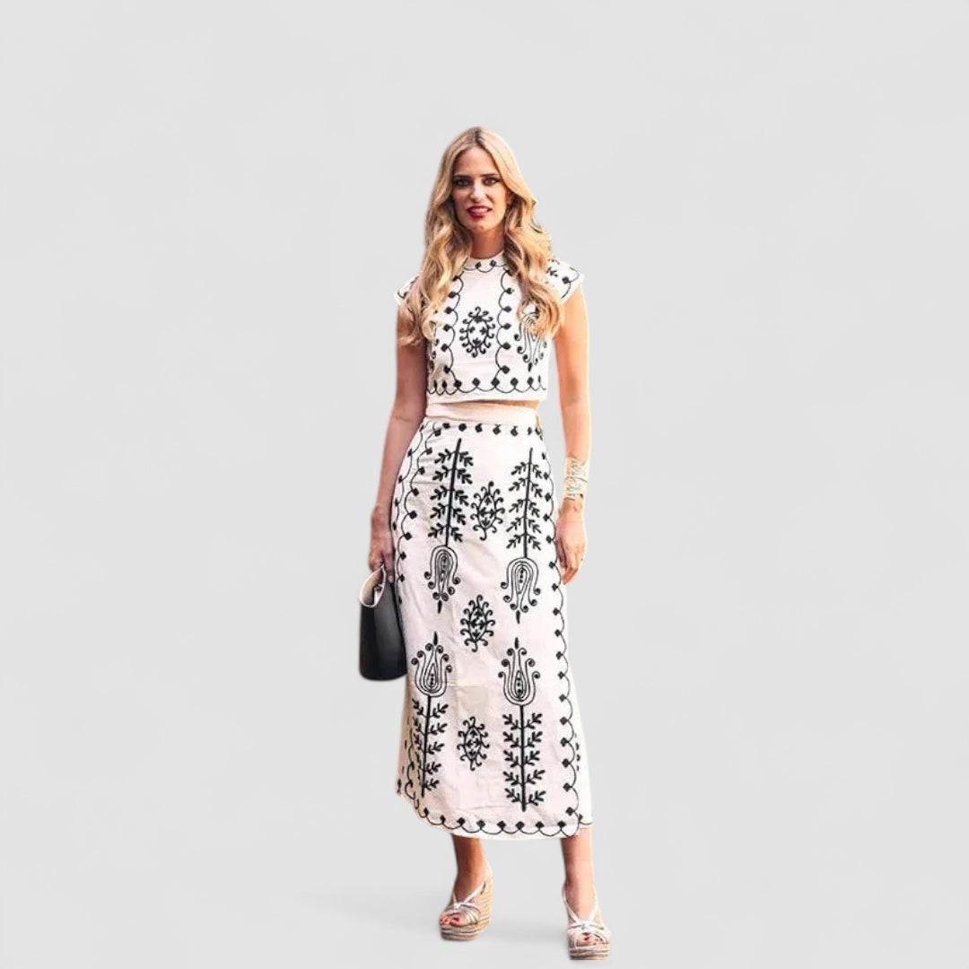 Zofia | Camilla – Bluzka i Spódnica z Nadrukiem