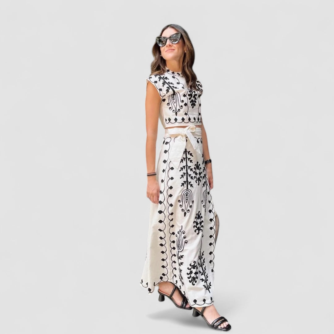 Zofia | Camilla – Bluzka i Spódnica z Nadrukiem